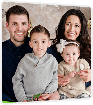 Dr. Robert Quaintance family portrait with his wife and two young children